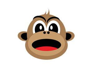 Illustration of a cute head of monkey that can be used as a product icon, printable