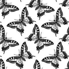 Butterflies. Seamless background for fabrics, textiles, packaging and wallpaper. Vector illustration. 