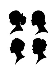 Woman face profile silhouette. Women head silhouette set. Lady portrait