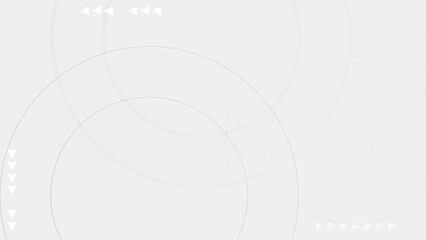 Abstract gray gradient background with outlined circular shapes and arrows. Vector stock.