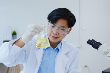 Fototapeta scientists analyze chemical samples Discuss technological innovations obraz