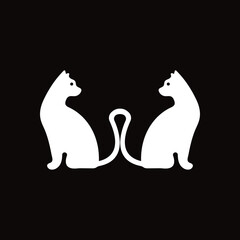 Two white animal cat vector logo 