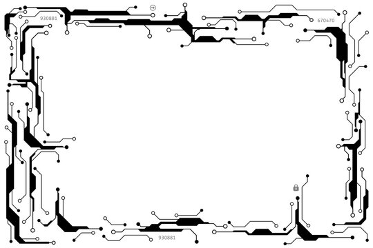 Vector circuit board frame and log security communication concept for technology background