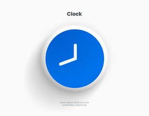 3d time and clock symbol. Date, time, era, duration, period, span, hour, minute, watch, timer, time keeper for UI UX, website, mobile app, separation.