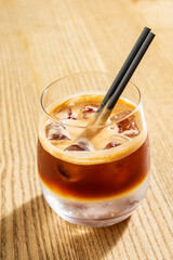 iced coffee with ice cubes