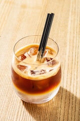 iced coffee with ice cubes