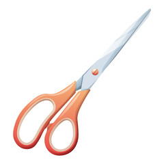 Scissors with orange handles on a white background. School, office tool, creative profession, hobby. vector icon