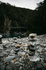 Famous turist attraction - Blue Pools, Haast Pass, New Zealand, South Island