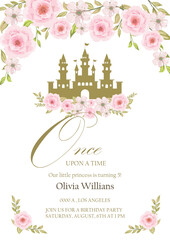 cinderella invitation. Invitation to the princess's birthday party. Template for baby shower invitation. It is a girl © Олия Низамутдинова