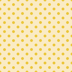 Vector seamless pattern with yellow polka print. Vector background with yellow dots.
