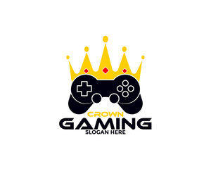 Game logo design combination of crown and joystick. Vector illustration. © Iksan_Ramadhan