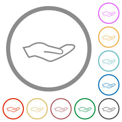 Human hand outline flat icons with outlines