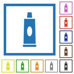 Toothpaste tube flat framed icons