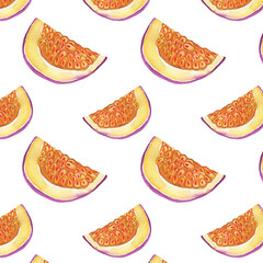 Tropical pattern. Exotic pattern. Tropical fruit pattern.Watercolor print on white background.
