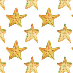 Obraz premium Tropical pattern. Exotic pattern. Tropical fruits pattern.Watercolor print on white background.