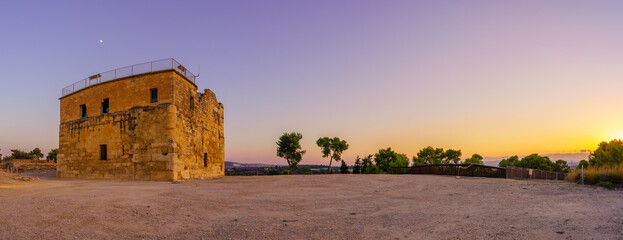 Sunset panorama of the Crusader Castle, in Tzipori