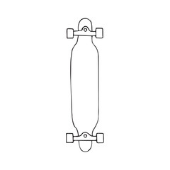 Vector hand drawn doodle sketch long board skateboard isolated on white background
