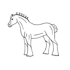 Vector hand drawn doodle sketch shire horse isolated on white background