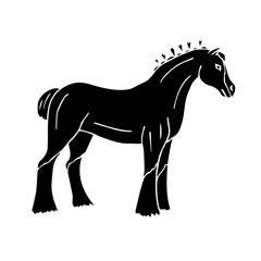Vector hand drawn doodle sketch black shire horse isolated on white background