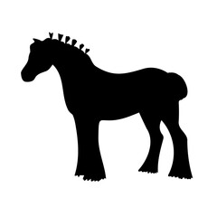 Vector hand drawn shire horse silhouette isolated on white background