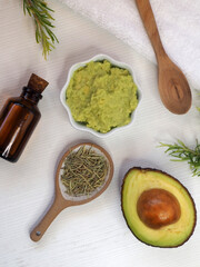 Homemade rosemary and avocado face mask