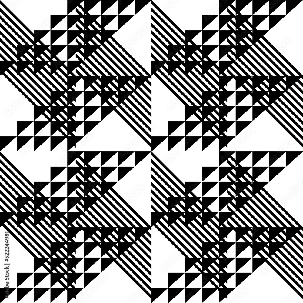 Aufkleber Modern abstract geometric contemporary vector seamless diagonal pattern with simple elements and shapes. Graphic black and white minimalist background.