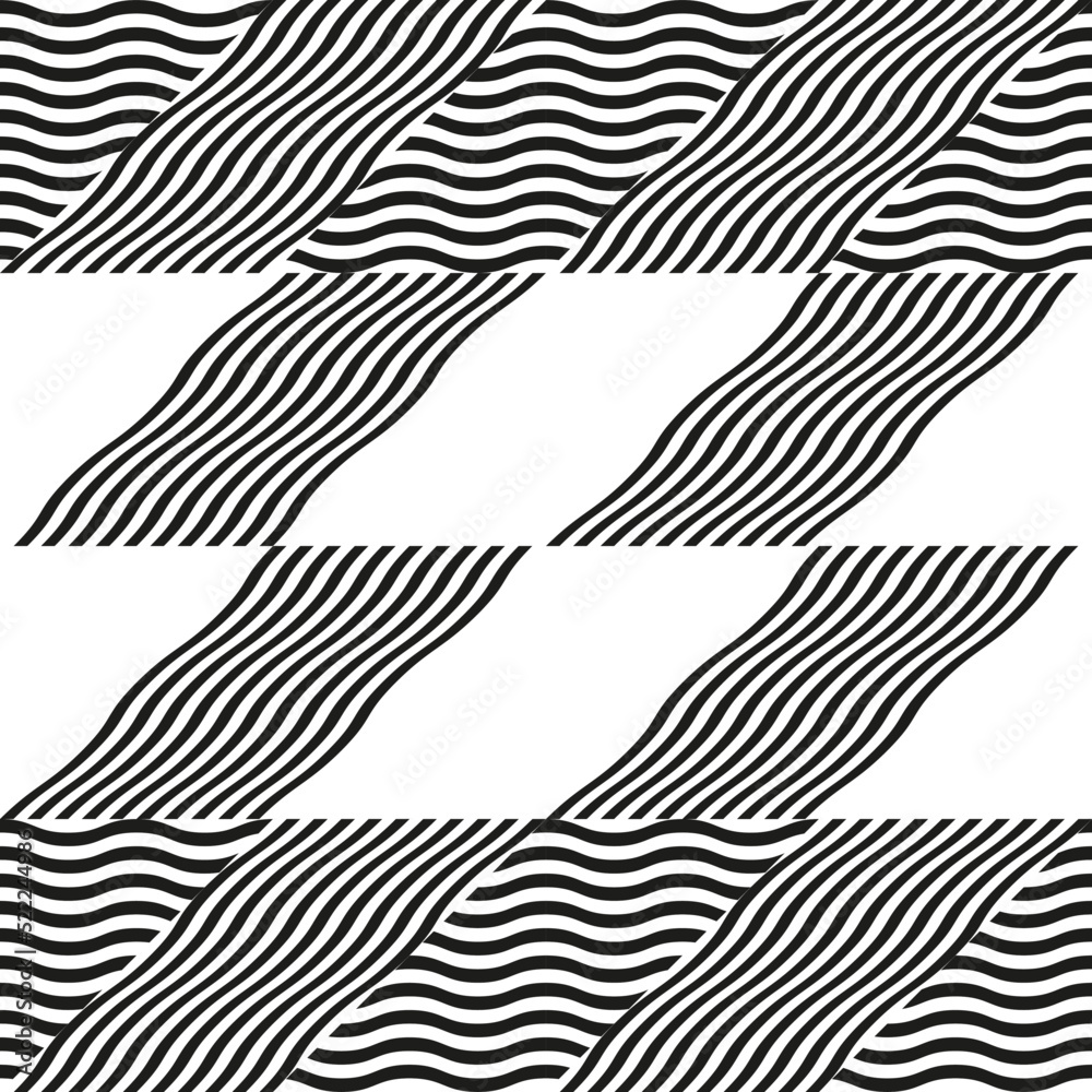 Aufkleber Modern abstract geometric contemporary vector seamless diagonal pattern with simple elements and shapes. Graphic black and white minimalist background.