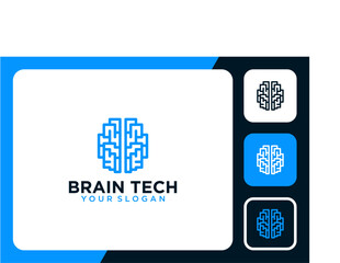 brain logo design with technology and ideas
