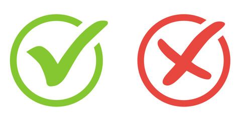 checkmark and X mark icon. check and uncheck icon vector. validation icon vector. for apps and websites.
