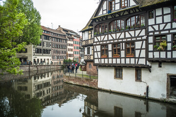 Fototapeta na wymiar half-timbered houses in the La Petite-France district of Strasbourg