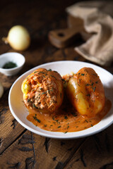 Bell peppers with meat and sour cream