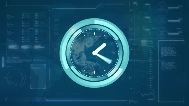 Animation of clock moving over data processing