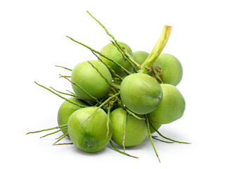Young green coconut isolated on white background. Clipping path.