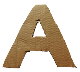 Cardboard texture Letter A on transparent background