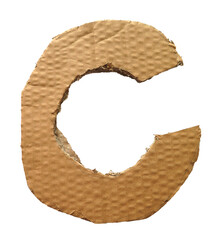 Cardboard texture Letter C on transparent background