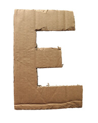 Cardboard texture Letter E on transparent background