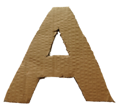 Cardboard texture Letter A on transparent background