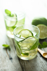 Refreshing homemade Mojito cocktail with lime