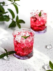Summer red cocktail in beautiful glass