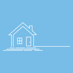 Naklejka premium house icon with copy space on blue
