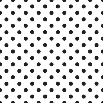 Vector seamless pattern with black and white polka dots