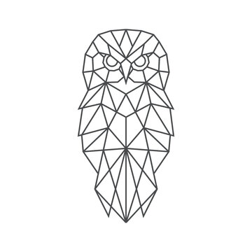geometric owl logo line art modern symbol icon vector design illustration