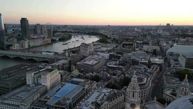 St Paul&rsquo;s Cathedral London dome reveal drone aerial view sunset