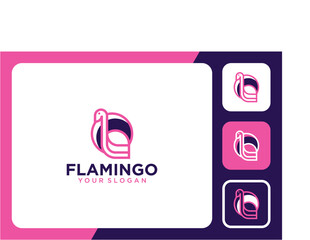 flamingo logo design with line art