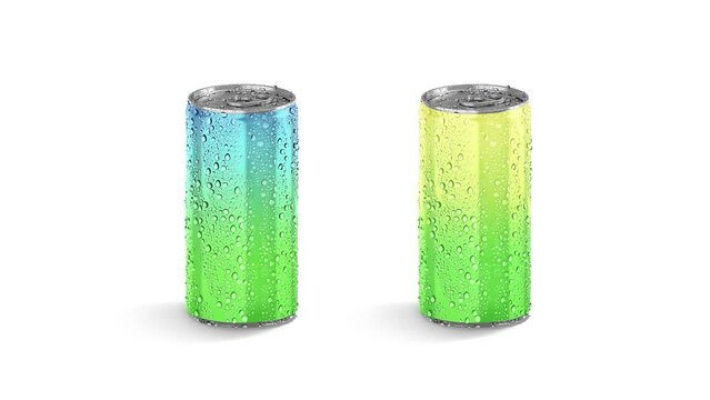 Blank colored aluminum narrow 280 ml soda can mockup, looped rotation