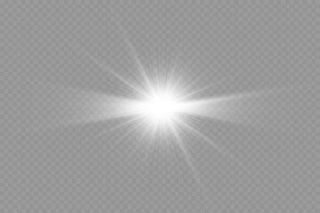 Dazzling flash. Bright Star. Magic dust. Brilliant vector. Bright sun. Glare. shining beam. Rash.