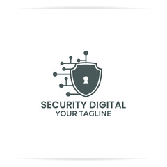 shield technology logo design vector, data, digital, secure, defenceeb
