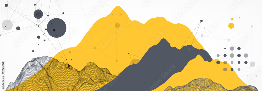 Poster trendy abstract wireframe background. modern science or technology art elements. surface illustratio