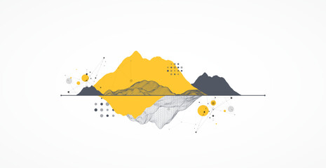 Trendy abstract wireframe background. Modern science or technology art elements. Surface illustration. Vector.