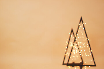 Eco christmas concept. Minimal beige background with copy space